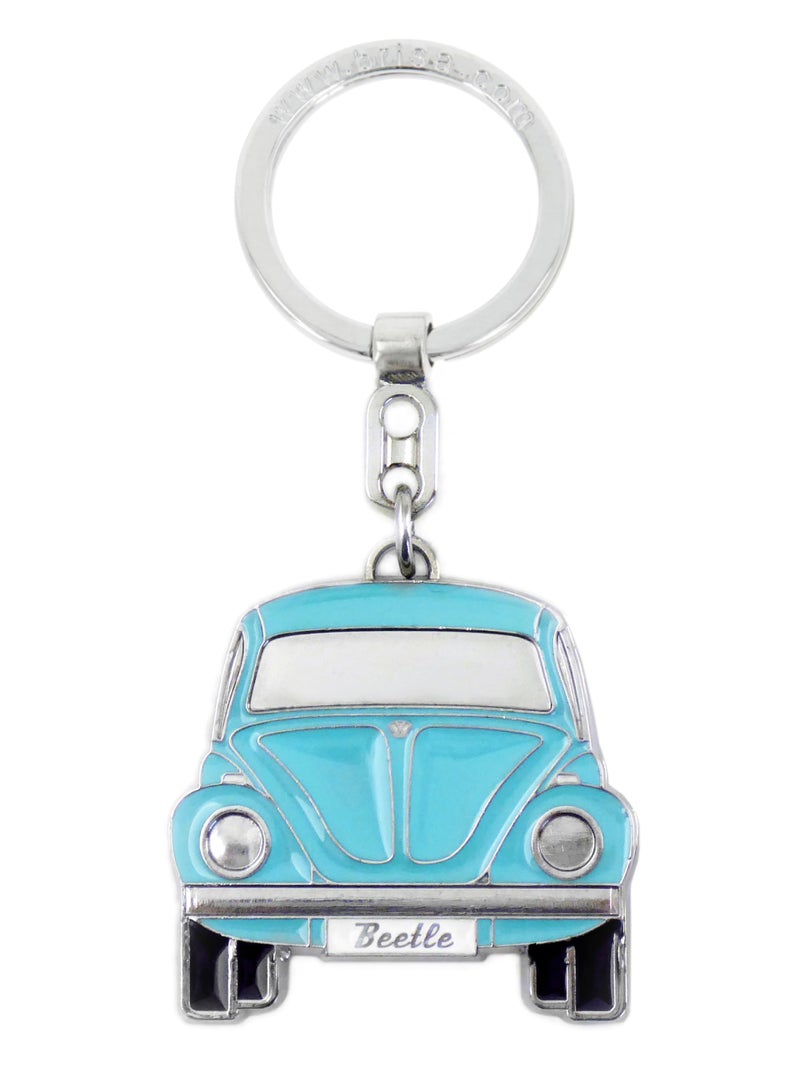 BRISA VW Collection - Volkswagen Enamel Metal Keyring Keychain Accessory Keyholder in Beetle Bug Design (Front/Blue) - Image 1